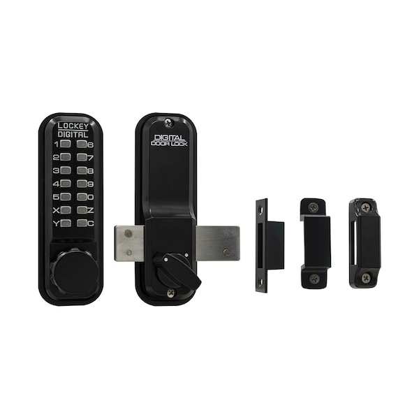 Mechanical Keyless Surface Mount Deadbolt Lock Fits Doors Up To 3 Thick Jet Black